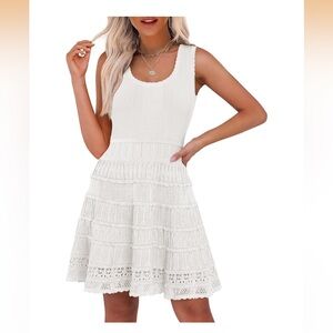 SOLD -  Beach Swim Cover Up Mini Tank Summer Knit Scoop Neck Sleeveless Dress